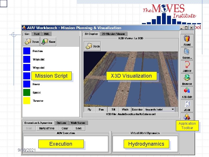 Mission Script X 3 D Visualization Application Toolbar Execution 9/18/2021 Hydrodynamics 