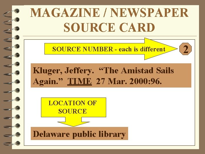 MAGAZINE / NEWSPAPER SOURCE CARD SOURCE NUMBER - each is different Kluger, Jeffery. “The