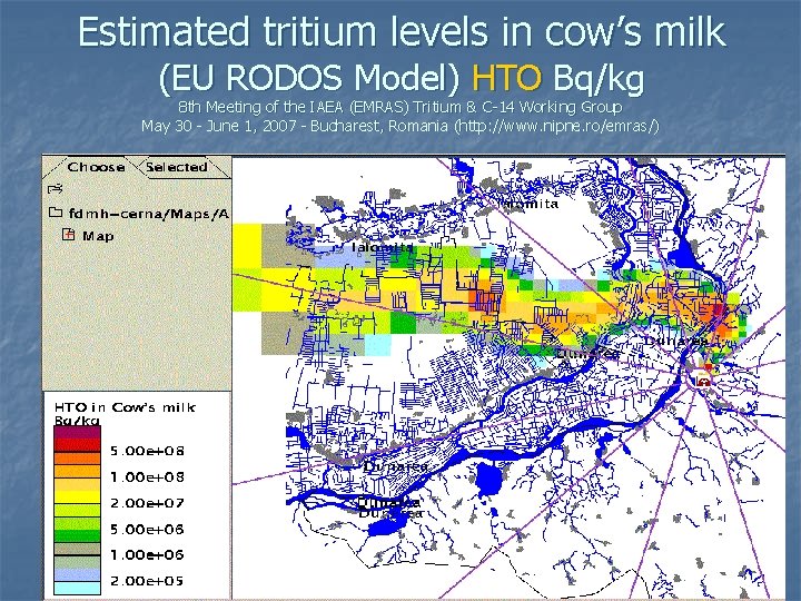 Estimated tritium levels in cow’s milk (EU RODOS Model) HTO Bq/kg 8 th Meeting