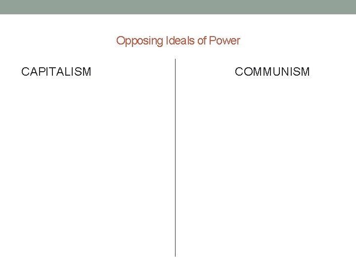 Opposing Ideals of Power CAPITALISM COMMUNISM 
