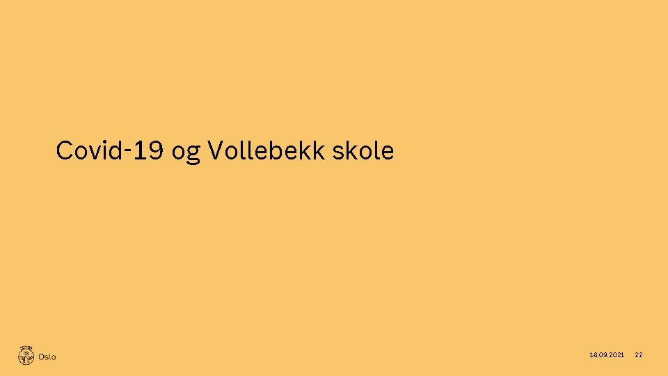 Covid-19 og Vollebekk skole 18. 09. 2021 22 