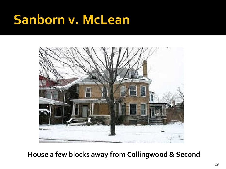 Sanborn v. Mc. Lean House a few blocks away from Collingwood & Second 19