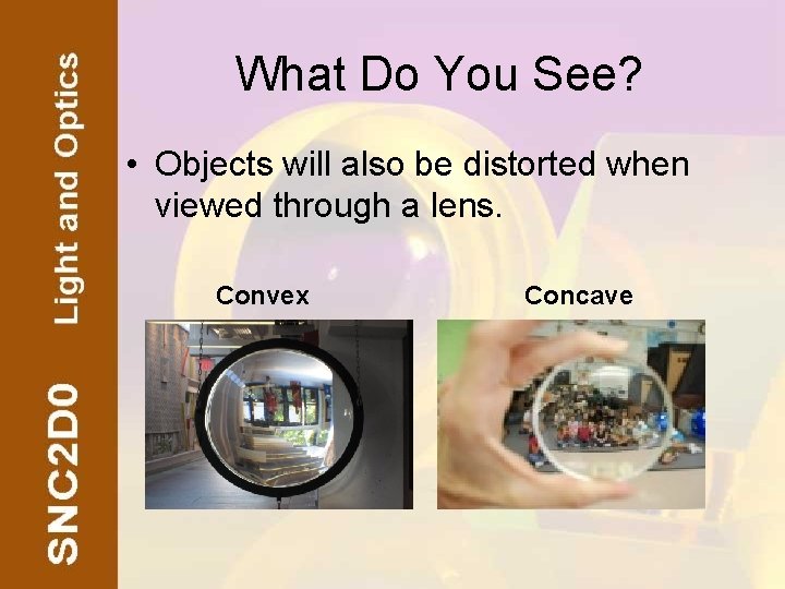 What Do You See? • Objects will also be distorted when viewed through a