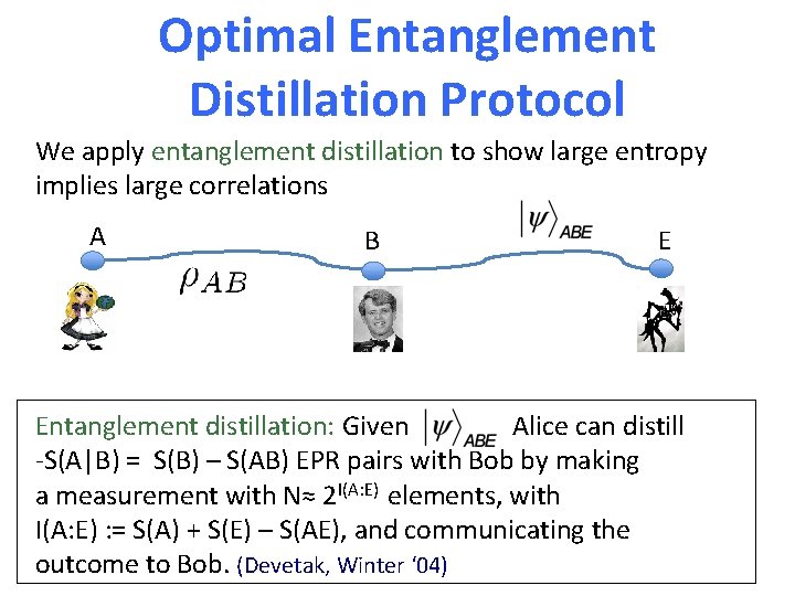 Optimal Entanglement Distillation Protocol We apply entanglement distillation to show large entropy implies large