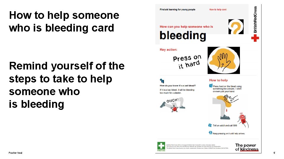 How to help someone who is bleeding card Remind yourself of the steps to