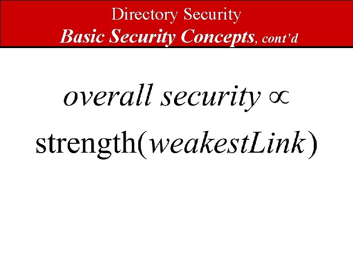 Directory Security Basic Security Concepts, cont’d 