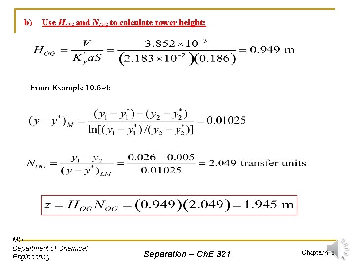 b) Use HOG and NOG to calculate tower height: From Example 10. 6 -4: