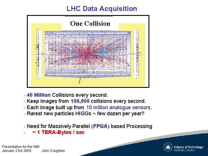 LHC Data Acquisition One Collision 40 Million Collisions every second. n Keep images from