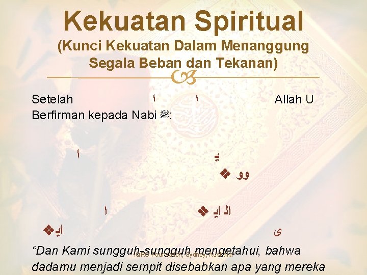 Kekuatan Spiritual (Kunci Kekuatan Dalam Menanggung Segala Beban dan Tekanan) Setelah ﺍ Berfirman kepada