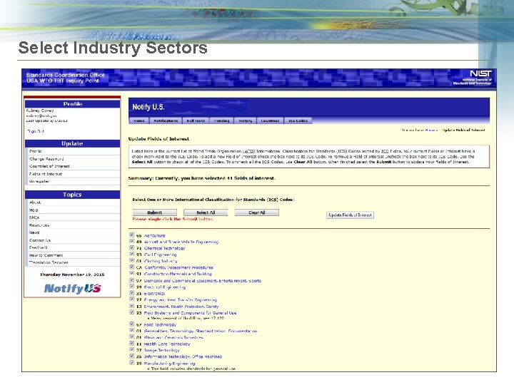 Select Industry Sectors 