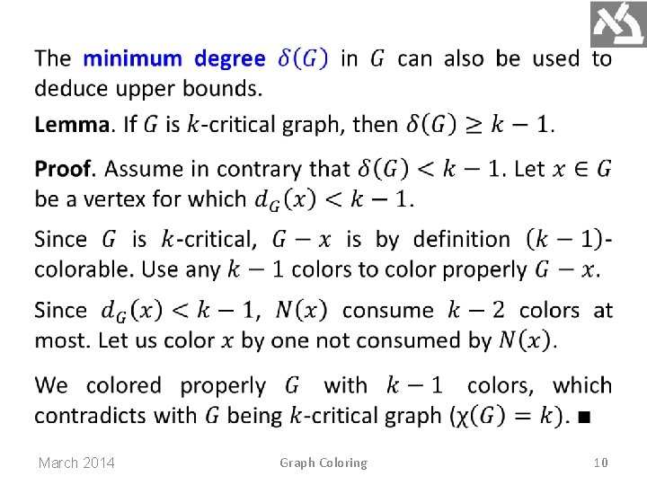 March 2014 Graph Coloring 10 