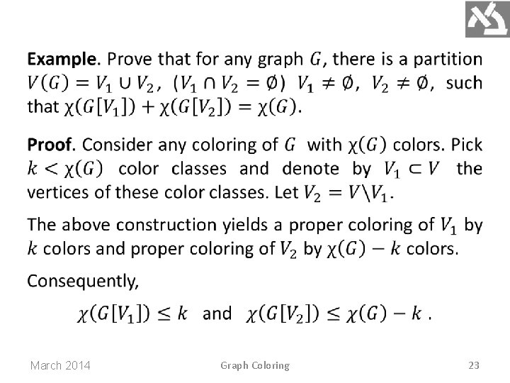 March 2014 Graph Coloring 23 