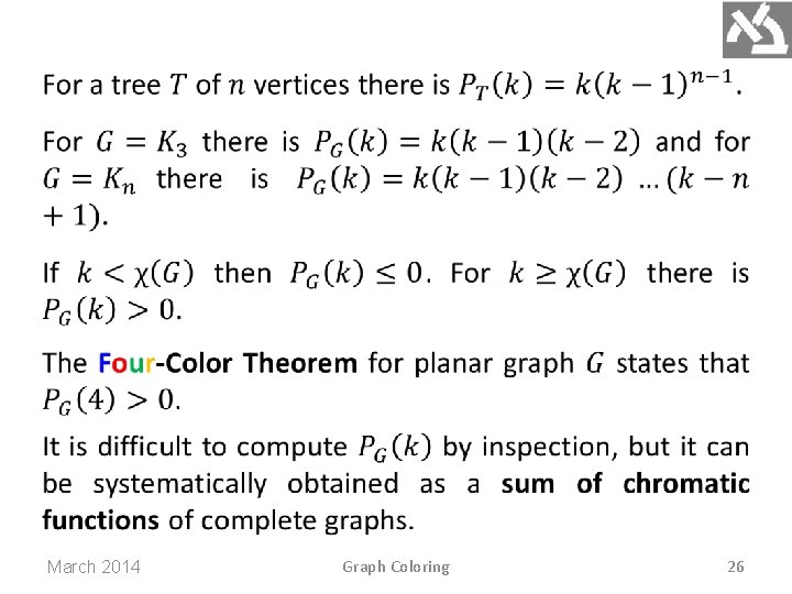 March 2014 Graph Coloring 26 