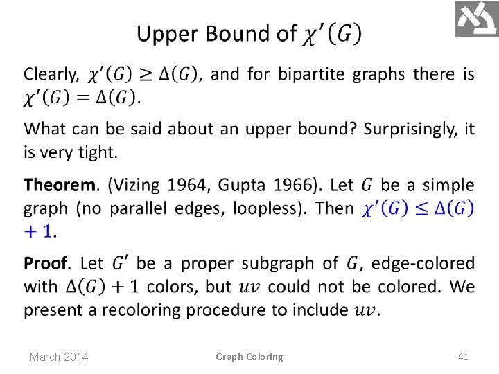 March 2014 Graph Coloring 41 