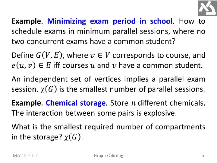 March 2014 Graph Coloring 5 