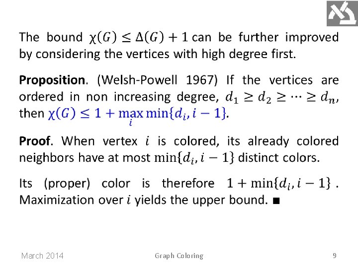 March 2014 Graph Coloring 9 