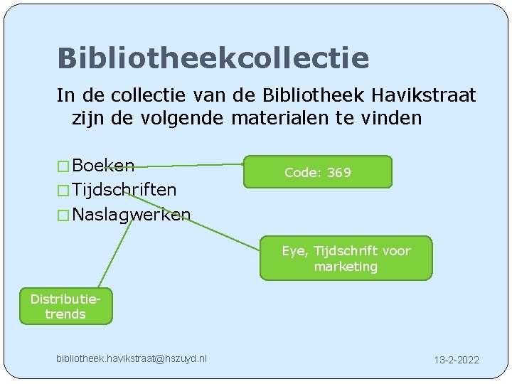 Bibliotheekcollectie In de collectie van de Bibliotheek Havikstraat zijn de volgende materialen te vinden