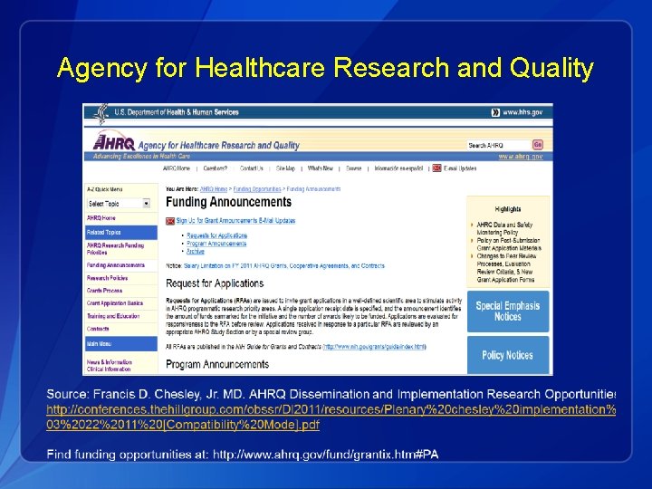 Agency for Healthcare Research and Quality 