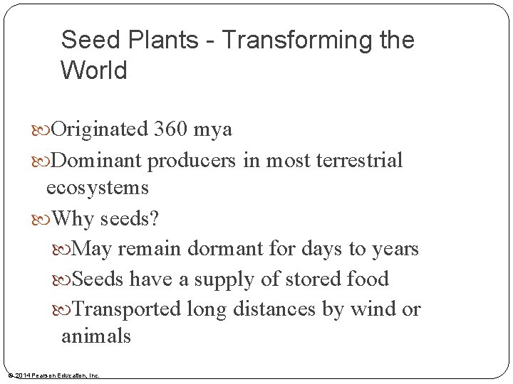 Evolution of Seed Plants Ch 30 Lecture Objectives