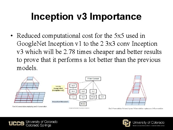 Inception v 3 Importance • Reduced computational cost for the 5 x 5 used