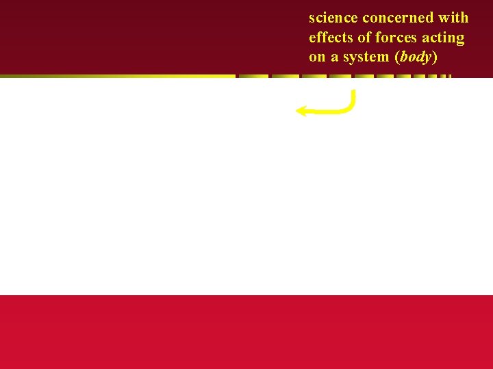 science concerned with effects of forces acting on a system (body) 