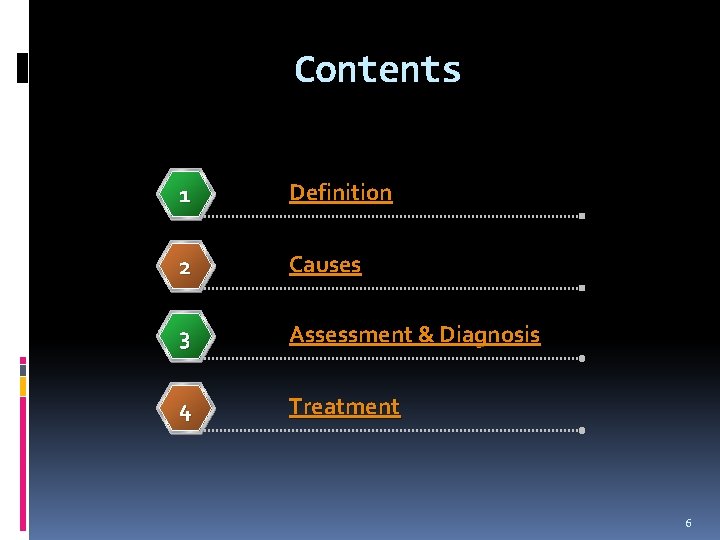 Contents 1 Definition 2 Causes 3 Assessment & Diagnosis 4 Treatment 6 