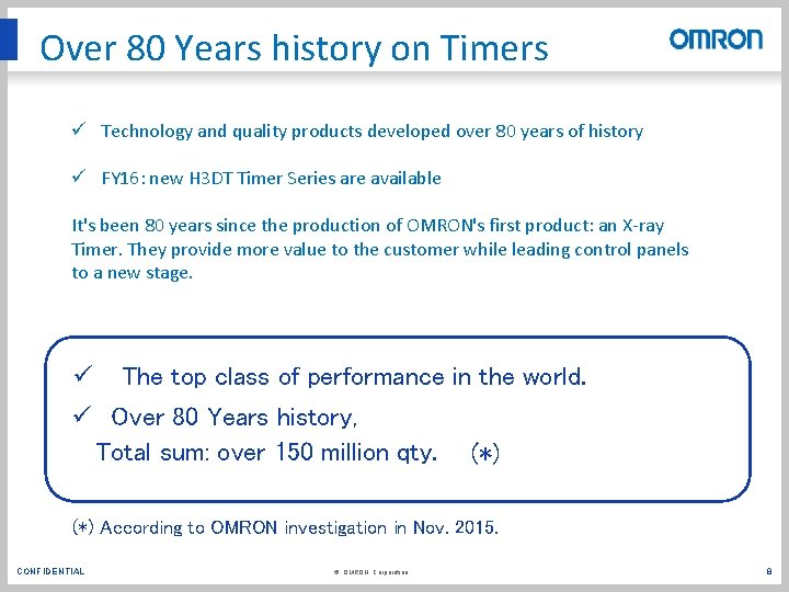 Over 80 Years history on Timers ü Technology and quality products developed over 80