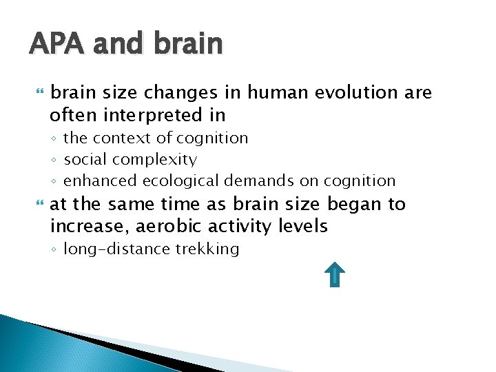 APA and brain size changes in human evolution are often interpreted in ◦ the