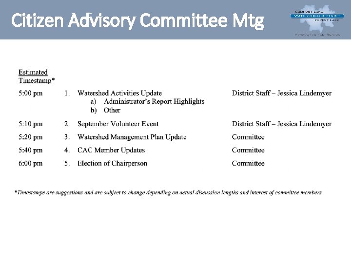 Citizen Advisory Committee Mtg 