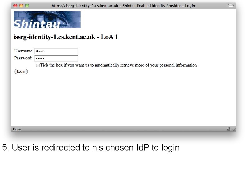 5. User is redirected to his chosen Id. P to login 