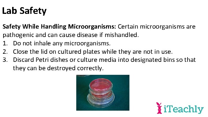 Lab Safety While Handling Microorganisms: Certain microorganisms are pathogenic and can cause disease if