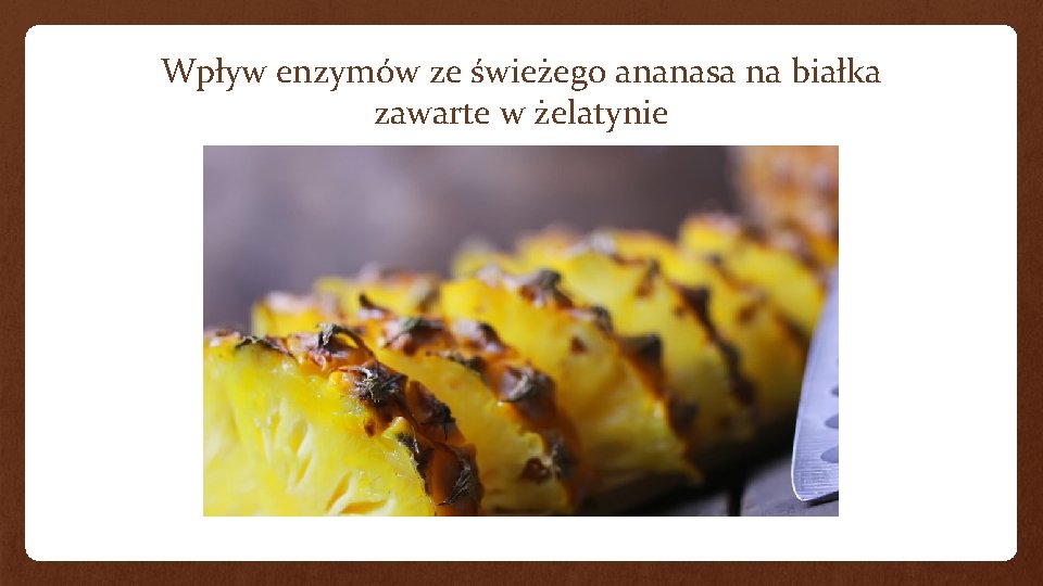 Wpływ enzymów ze świeżego ananasa na białka zawarte w żelatynie 