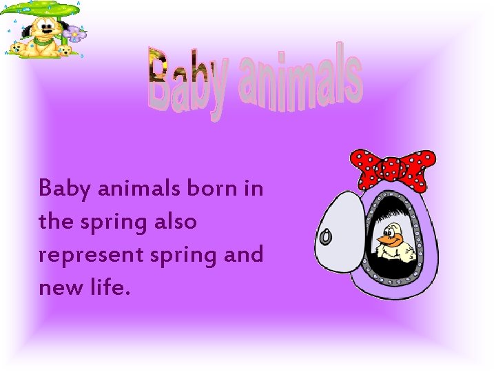 Baby animals born in the spring also represent spring and new life. 