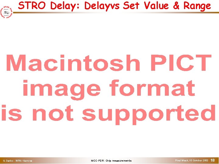 STRO Delay: Delayvs Set Value & Range G. Darbo - INFN / Genova MCC-FDR: