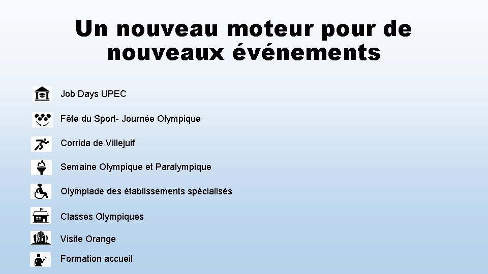 Un nouveau moteur pour de nouveaux événements Job Days UPEC Fête du Sport- Journée