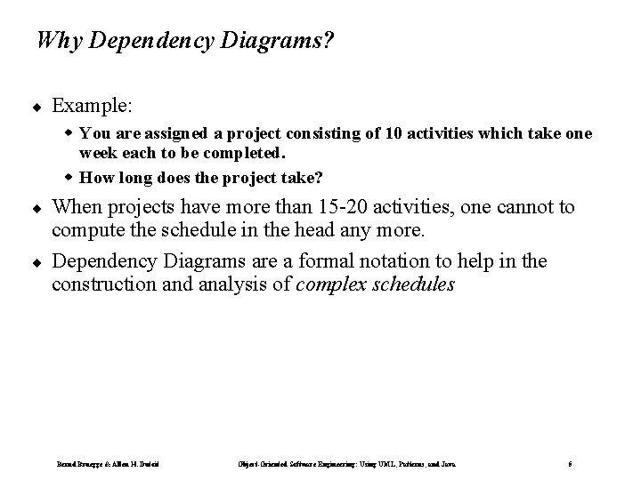 Why Dependency Diagrams? ¨ Example: w You are assigned a project consisting of 10