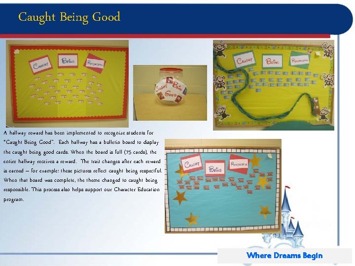 Caught Being Good A hallway reward has been implemented to recognize students for “Caught