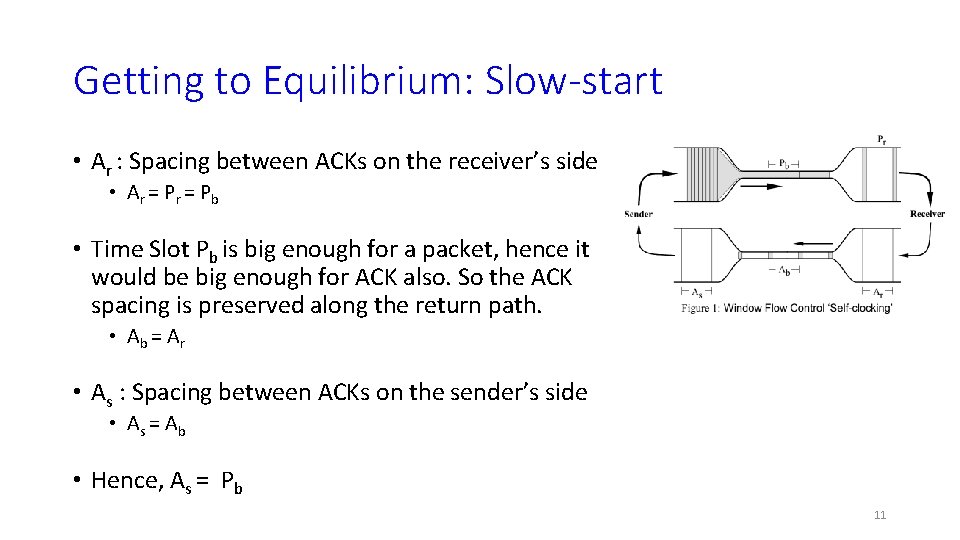 Getting to Equilibrium: Slow-start • Ar : Spacing between ACKs on the receiver’s side