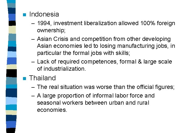 Structural Change and Labor Policy Reaction in Asia