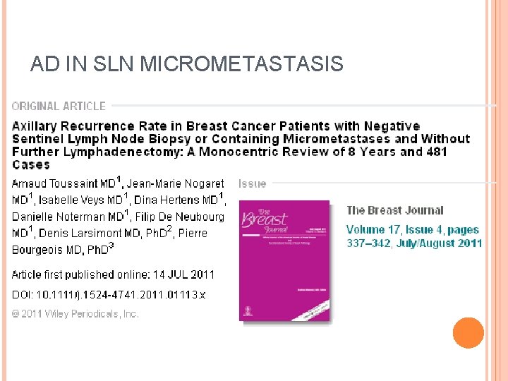 AD IN SLN MICROMETASTASIS 