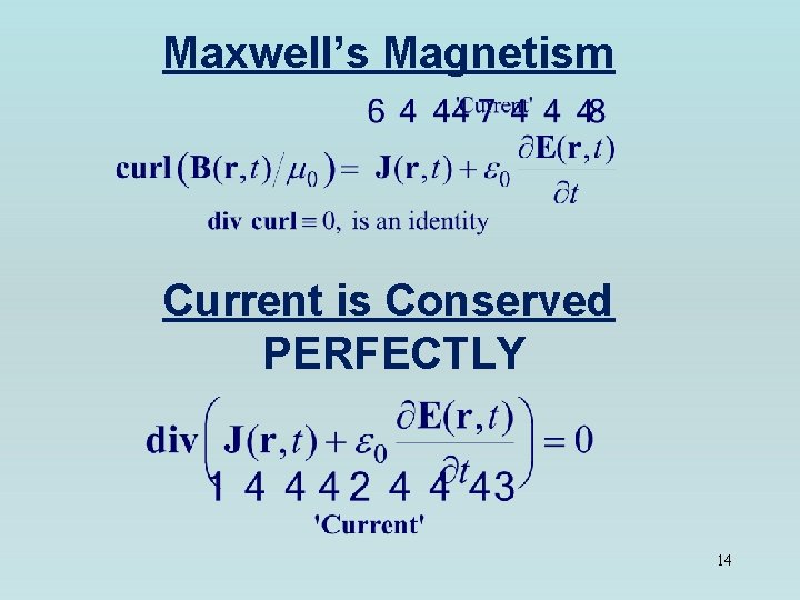 Maxwell’s Magnetism Current is Conserved PERFECTLY 14 