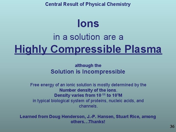 Central Result of Physical Chemistry Ions in a solution are a Highly Compressible Plasma