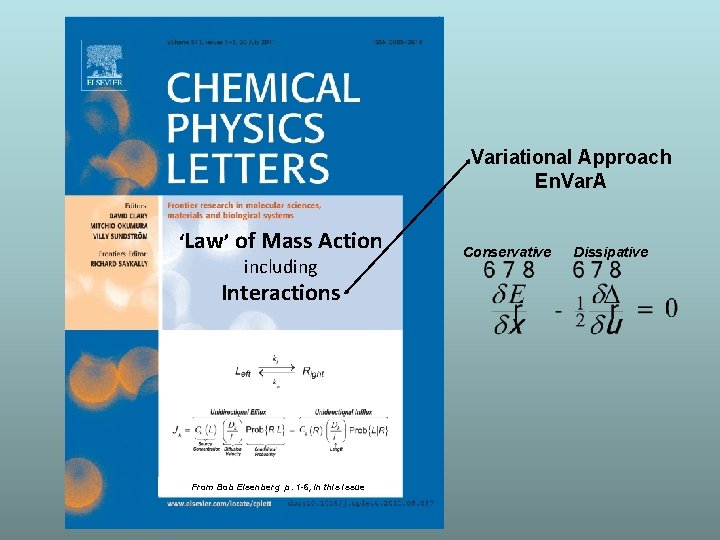 Variational Approach En. Var. A ‘Law’ of Mass Action including Interactions From Bob Eisenberg