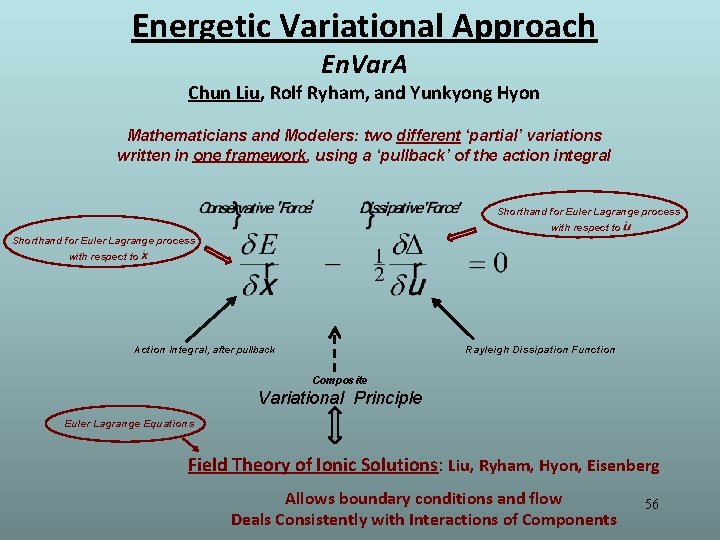 Energetic Variational Approach En. Var. A Chun Liu, Rolf Ryham, and Yunkyong Hyon Mathematicians