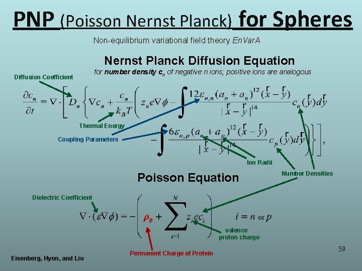 PNP (Poisson Nernst Planck) for Spheres Non-equilibrium variational field theory En. Var. A Nernst