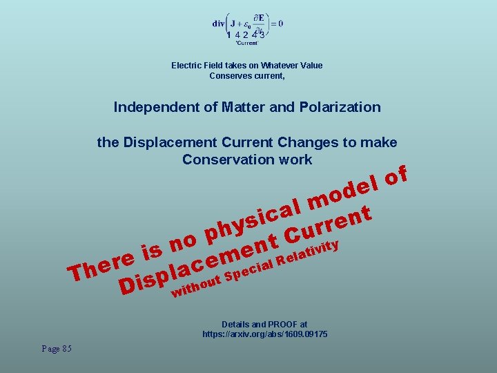 Electric Field takes on Whatever Value Conserves current, Independent of Matter and Polarization the