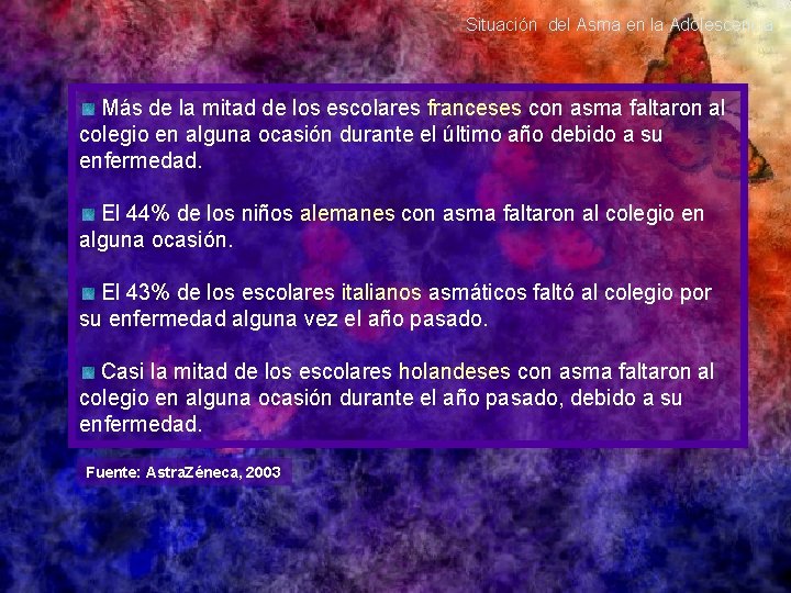 Situación del Asma en la Adolescencia Más de la mitad de los escolares franceses