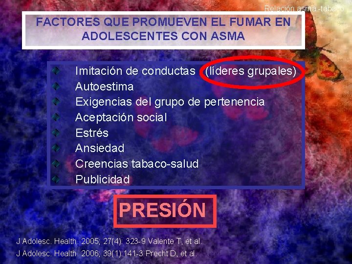 Relación asma -tabaco FACTORES QUE PROMUEVEN EL FUMAR EN ADOLESCENTES CON ASMA Imitación de