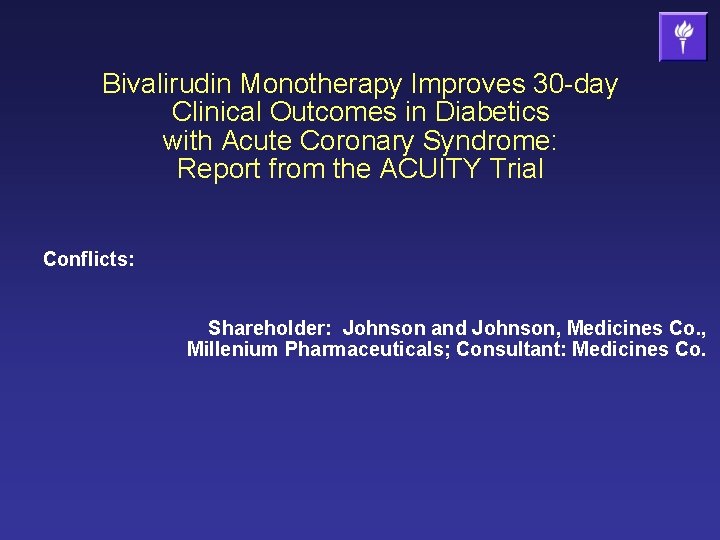 Bivalirudin Monotherapy Improves 30 -day Clinical Outcomes in Diabetics with Acute Coronary Syndrome: Report