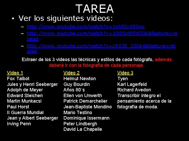 TAREA • Ver los siguientes videos: – http: //www. youtube. com/watch? v=1 yh. RIv.